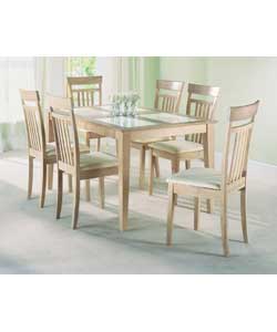 Salerno Limed Wash Solid Wood/Glass Table and 6 Chairs