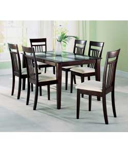 Salerno Solid Wood/Glass Table and 4 Chairs