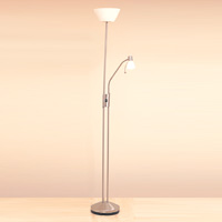 Salsa 2 Light Floor Lamp Satin Steel Effect