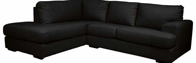 Unbranded Salvatore Leather Left Hand Corner Sofa - Black