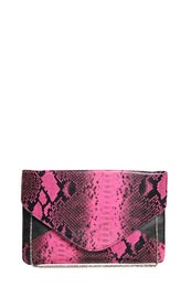 Unbranded Sam Snakeskin Print Bright Envelope Clutch