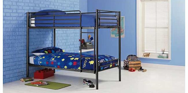 This Samuel single black bunk with Bibby mattress is a great option when you are trying to maximise space in a bedroom. This modern set of metal bunk beds is perfect when you have two young children sharing a bedroom. These bunk beds come with includ