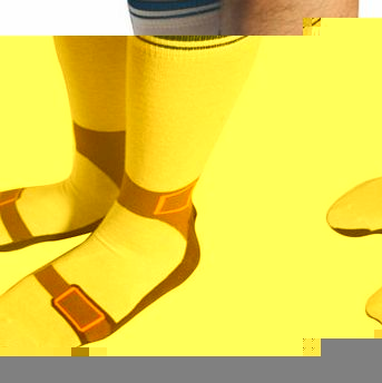 Sandal Socks - White socks printed with a Sandal DesignWhat is more fashionable on a hot British summers day, then seeing a man in sandals while also wearing white socks!.....REALLY!.....I dont think so!Well if you are or know someone that loves to d