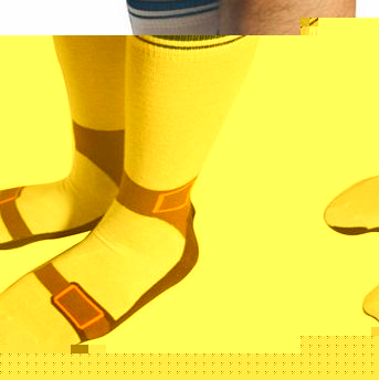 Sandal Socks - White socks printed with a Sandal DesignWhat is more fashionable on a hot British summers day, then seeing a man in sandals while also wearing white socks!.....REALLY!.....I dont think so!Well if you are or know someone that loves to d