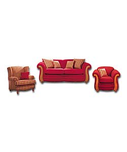 Sandringham Terracotta 3 Piece Wing Back Suite
