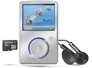 Unbranded Sansa Fuze - MP3 Player With Radio - 8GB Silver - Sandisk