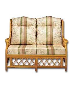 Sari Large Honey Finish Cane Sofa - Stone Covers