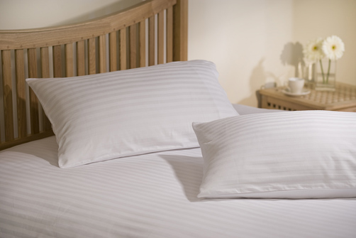 Unbranded Sateen Stripe Duvet Cover - White - White