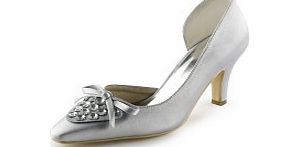 Unbranded Satin Chunky Heel Cone Heel Closed Toe Pumps