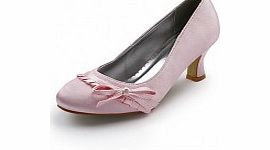 Unbranded Satin Chunky Heel Spool Heel Closed Toe Pumps