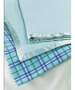 Unbranded Satin Edge Fleece Throw - Duck Egg Blue