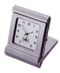 Satin-finished metal travel alarm clock