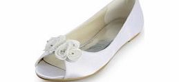 Unbranded Satin Flat Heel Flats Womens Shoes Ivory