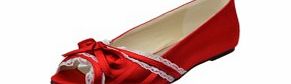 Unbranded Satin Flat Heel Flats Womens Shoes Red Wedding
