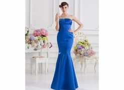 Unbranded Satin Floor-length Strapless Royal Blue Modern