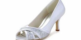Heel Height（cm） : 8 Heel Type : Stiletto Heel Occasion : Evening Party Wedding Ceremony Shoes Style : Pumps Show Color : White Season : Autumn Spring Summer Size : 34 35 36 37 38 39 40 41 42 Lining Material : Leatherette Upper Material : Glitter 