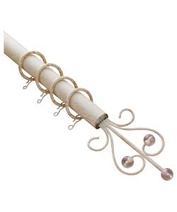 Unbranded Satin Ivory Effect Extendable Metal Curtain Pole