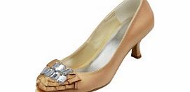 Unbranded Satin Kitten Heel Pumps Womens Shoes Champagne