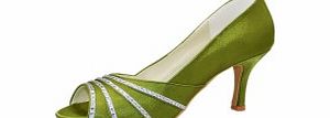 Unbranded Satin Kitten Heel Pumps Womens Shoes Green