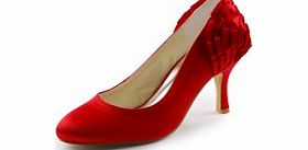 Unbranded Satin Kitten Heel Pumps Womens Shoes Red