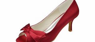 Unbranded Satin Kitten Heel Pumps Womens Shoes Wine red