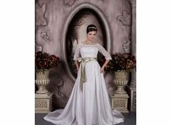 Unbranded Satin Lace Chapel Train Bateau White Romantic