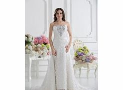 Unbranded Satin Lace Chapel Train Sweetheart White Retro