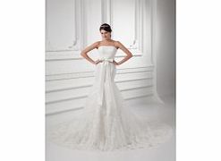 Unbranded Satin Lace Strapless Bow Belt Mermaid Wedding