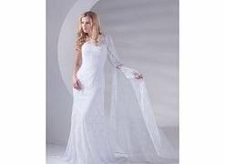 Unbranded Satin Lace Sweep Train One Shoulder Sloping