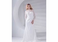 Unbranded Satin Lace Sweep Train Scoop Ivory Elegant