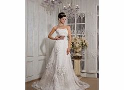 Unbranded Satin Lace Sweep Train Strapless White Romantic
