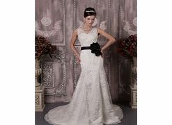 Unbranded Satin Lace Sweep Train V-neck White Modern