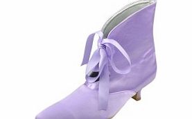 Embellishment : Bow Heel Height（cm） : 5 Heel Type : Chunky Heel Low Heel Occasion : Evening Party OfficeandCareer Party Wedding Ceremony Shoes Style : Boots Closed Toe Pumps Show Color : Purple White Season : Autumn Winter Size : 34 35 36 37 38 3