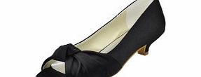Unbranded Satin Low Heel Pumps Womens Shoes Black Wedding