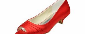 Unbranded Satin Low Heel Pumps Womens Shoes Red Wedding