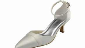 Unbranded Satin Low Heel Spool Heel Closed Toe Pumps