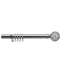 Unbranded Satin Nickel Effect Jewel Ball Finial 3m Curtain Pole