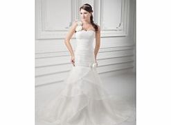 Unbranded Satin Organza One-shoulder 3D-flower Ruffles