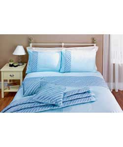 Satin Pleat Double Duvet Cover Set - Teal