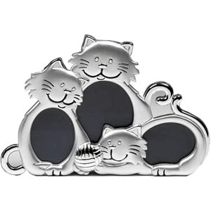 Unbranded Satin Silver Three Cats Photo Frame