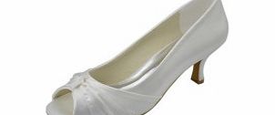 Unbranded Satin Spool Heel Pumps Womens Shoes Ivory
