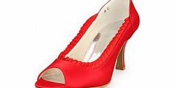 Unbranded Satin Stiletto Heel Pumps Womens Shoes Red