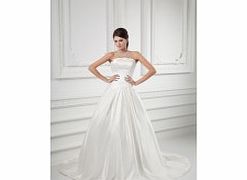 Unbranded Satin Strapless Pleated Waist A-line Backless