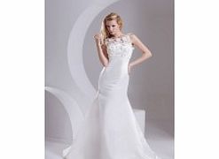 Unbranded Satin Sweep Train Bateau Ivory Modern Unique