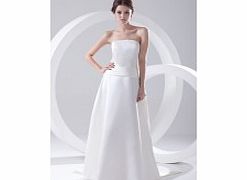 Unbranded Satin Sweep Train Strapless Ivory Elegant Terse