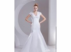 Unbranded Satin Sweep Train V-neck Ivory Modern Unique