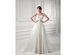 Unbranded Satin Sweetheart Pleat Beading A-line Backless