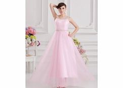 Unbranded Satin Tulle Ankle-length Scoop Pink Modern