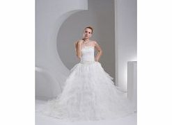 Unbranded Satin Tulle Chapel Train Strapless White