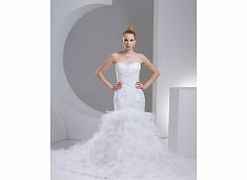 Unbranded Satin Tulle Chapel Train Sweetheart White